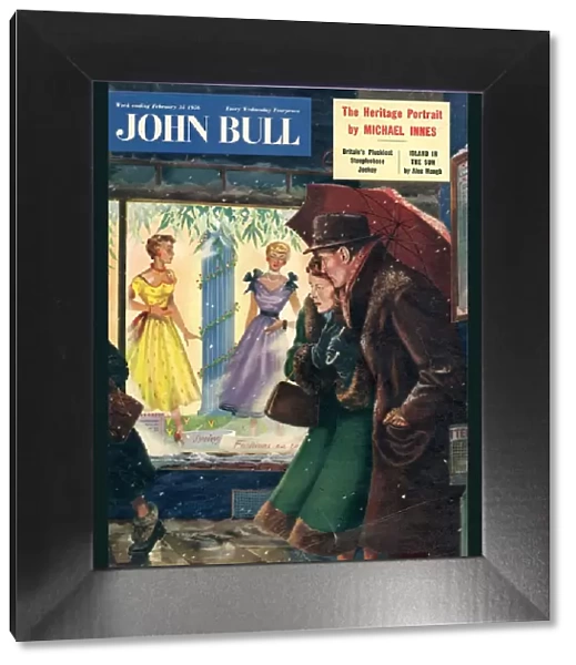 John Bull 1956 1950s UK womens couples window shopping magazines clothing clothes