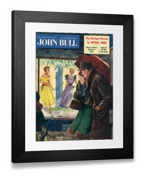 Framed Print : John Bull 1956 1950s UK womens couples window shopping magazines clothing clothes