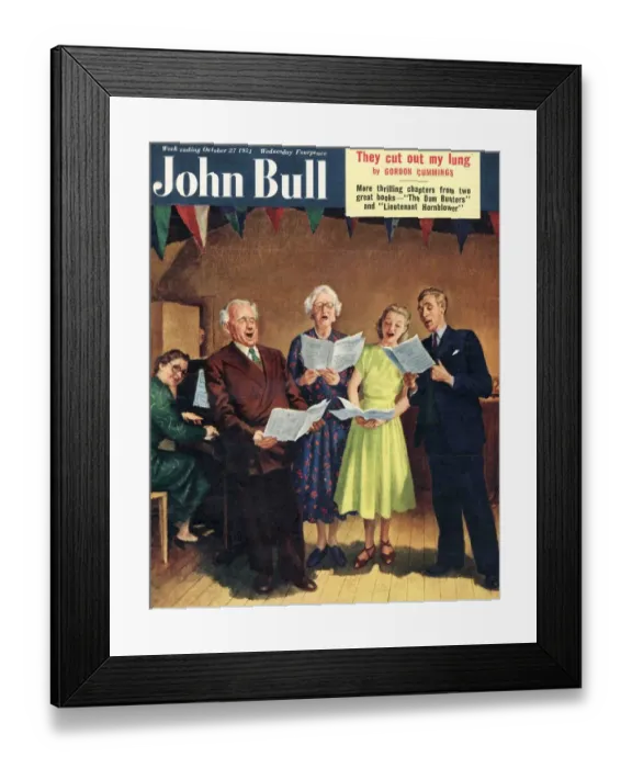 Framed Print : John Bull 1951 1950s UK singing, choirs practice, the villages halls magazines Framed Print : John Bull 1951 1950s UK singing, choirs practice, the villages halls magazines