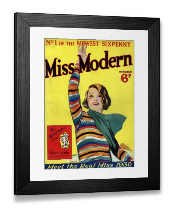 Framed Print : Miss Modern 1930 1930s UK first issue teenagers magazines Original not available Framed Print : Miss Modern 1930 1930s UK first issue teenagers magazines Original not available