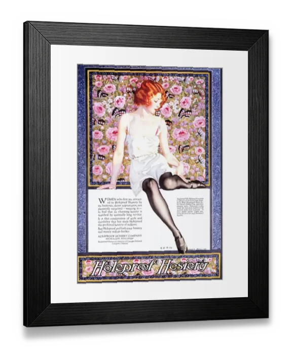 Framed Print : Holeproof Hosiery 1920s USA womens stockings nylons Framed Print : Holeproof Hosiery 1920s USA womens stockings nylons