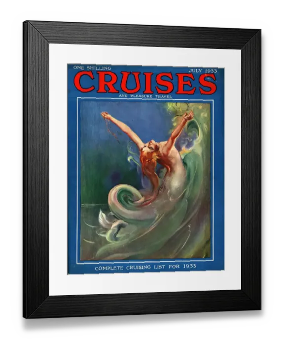Framed Print : Cruises 1930s UK mermaids magazines nautical Framed Print : Cruises 1930s UK mermaids magazines nautical