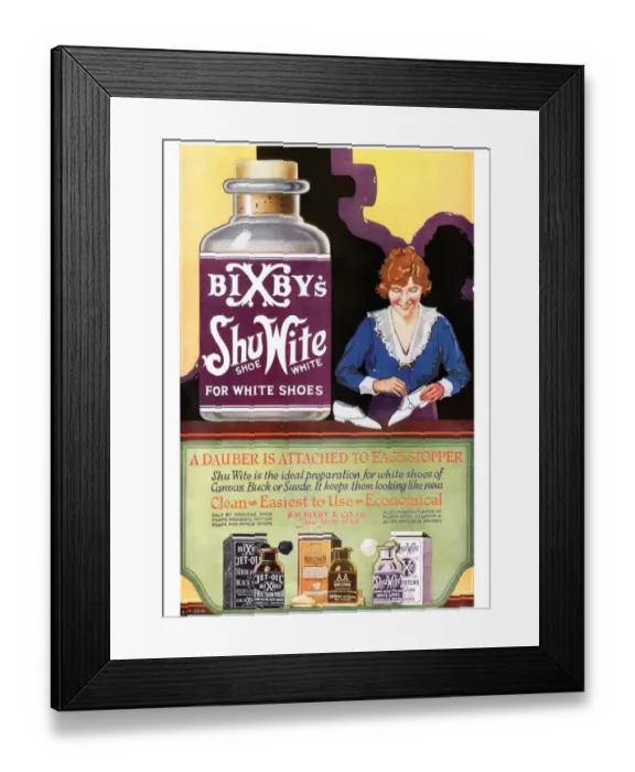 Framed Print : Bixbys 1920s USA shoes shoe white products clothing clothes Framed Print : Bixbys 1920s USA shoes shoe white products clothing clothes