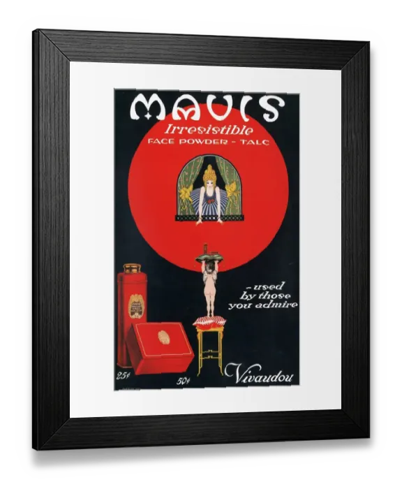 Framed Print : Mavis Vivaudous 1910s USA talcum powder skin care make-up makeup skincare