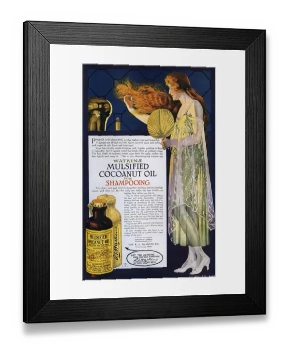 Framed Print : Watkins 1918 1910s USA shampoo