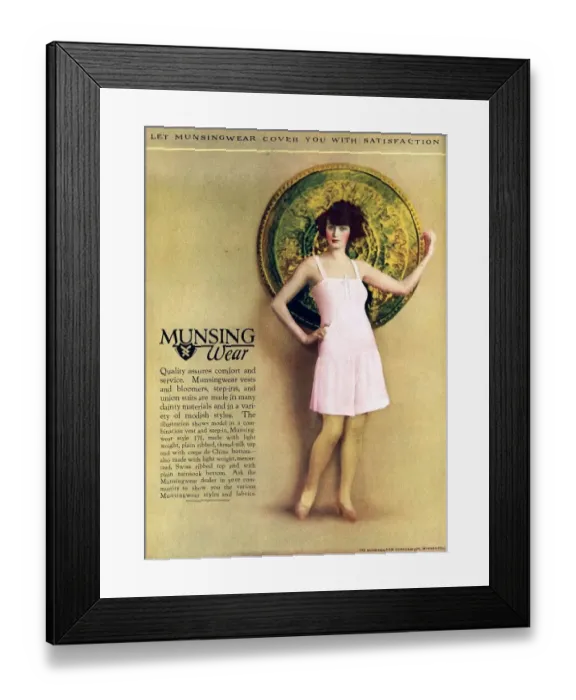 Framed Print : Munsingwear 1920s USA womens underwear Framed Print : Munsingwear 1920s USA womens underwear