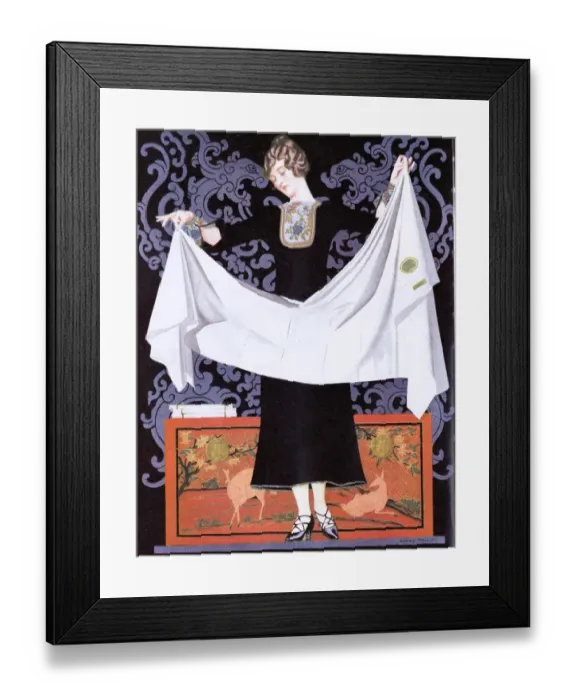 Framed Print : 1920s USA Coles Philips towels linens sheets Framed Print : 1920s USA Coles Philips towels linens sheets