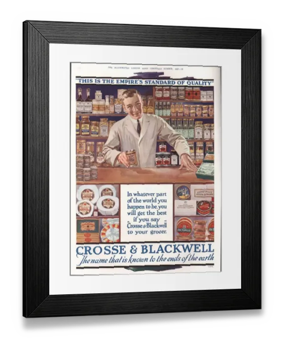 Framed Print : Crosse and Blackwell 1927 1920s UK shops greengrocers Framed Print : Crosse and Blackwell 1927 1920s UK shops greengrocers