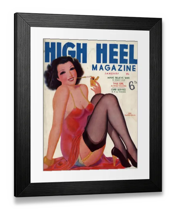 Framed Print : High Heel 1930s USA shoes stockings pin-ups glamour womens portraits magazines nylons Framed Print : High Heel 1930s USA shoes stockings pin-ups glamour womens portraits magazines nylons
