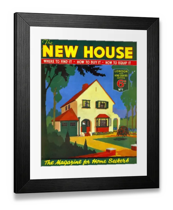 Framed Print : New House 1935 1930s UK moving houses property magazines for sale selling buying Framed Print : New House 1935 1930s UK moving houses property magazines for sale selling buying