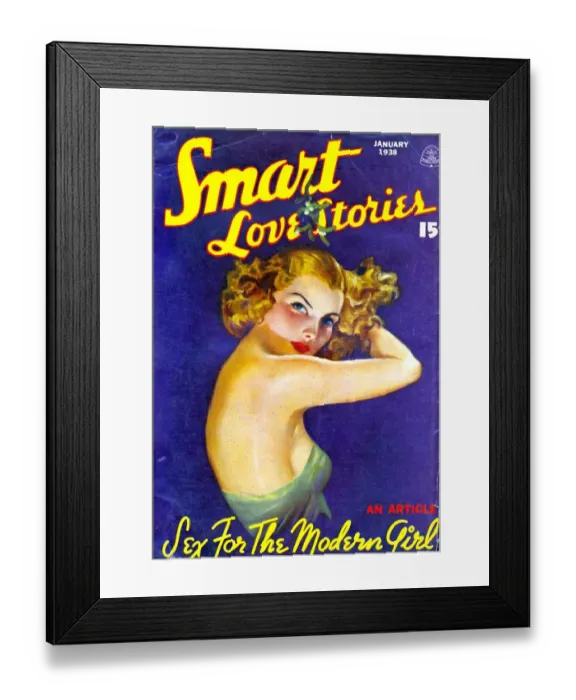 Framed Print : Smart Love Stories 1938 1930s USA pulp fiction magazines portraits mens Framed Print : Smart Love Stories 1938 1930s USA pulp fiction magazines portraits mens