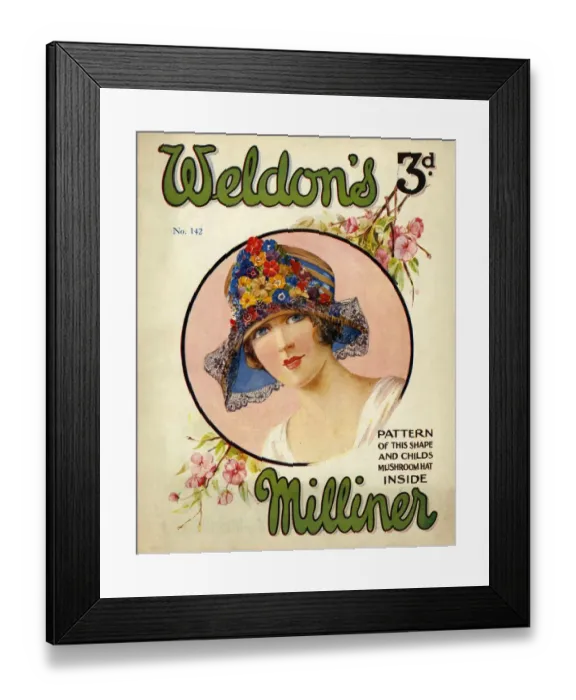 Framed Print : Weldons Milliner 1924 1920s UK womens hats portraits magazines Framed Print : Weldons Milliner 1924 1920s UK womens hats portraits magazines