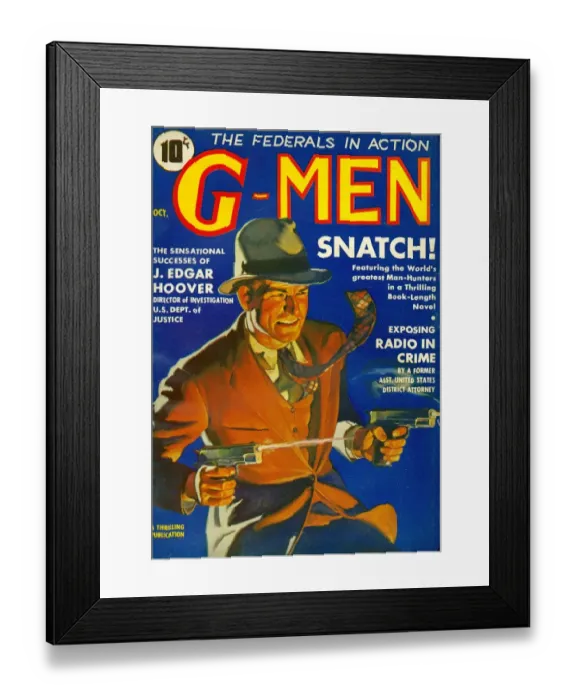 Framed Print : G-Men GMen GMen 1935 1930s USA FBI detectives pulp fiction magazines Framed Print : G-Men GMen GMen 1935 1930s USA FBI detectives pulp fiction magazines