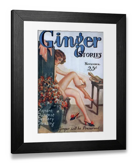 Framed Print : Ginger Stories 1927 1920s USA erotica pulp fiction magazines mens