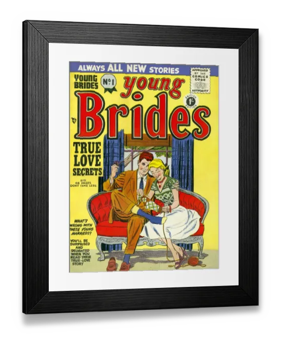 Framed Print : Young Brides 1950s UK first issue weddings marriages brides comics magazines Framed Print : Young Brides 1950s UK first issue weddings marriages brides comics magazines