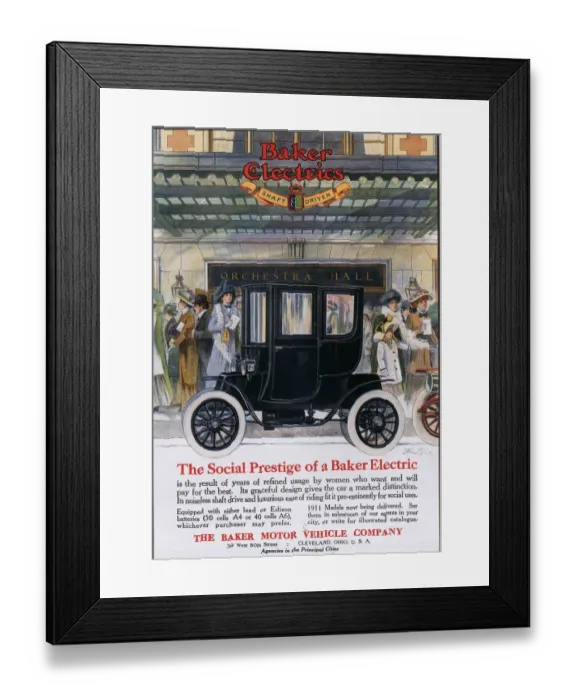 Framed Print : Baker Electric Cars 1910s USA