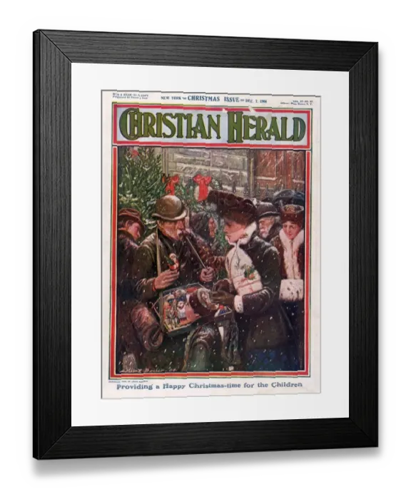 Framed Print : Christian Herald 1904 1900s USA shopping street-sellers magazines Framed Print : Christian Herald 1904 1900s USA shopping street-sellers magazines