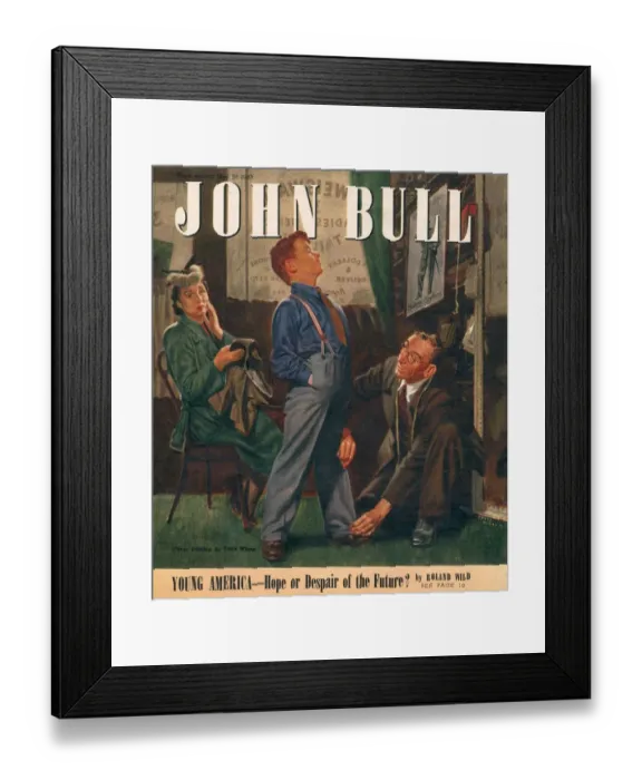 Framed Print : John Bull 1947 1940s UK mothers sons tailors tailoring shopping magazines clothing