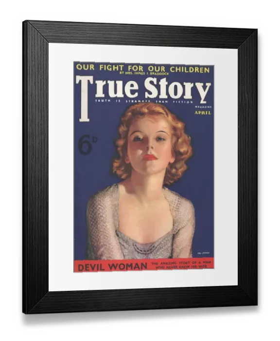 Framed Print : True Story 1930s USA pulp fiction magazines clothing clothes Framed Print : True Story 1930s USA pulp fiction magazines clothing clothes