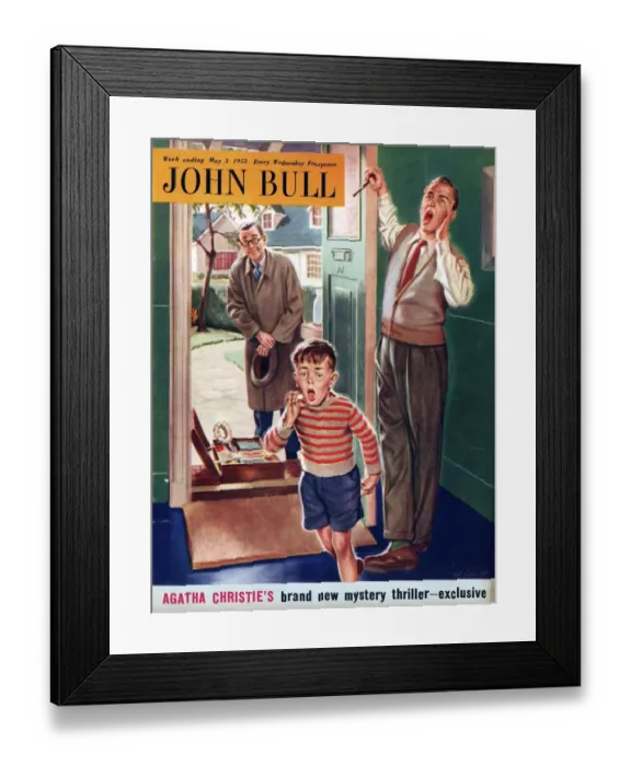 Framed Print : John Bull 1952 1950s UK travelling salesman salesmen door to door magazines