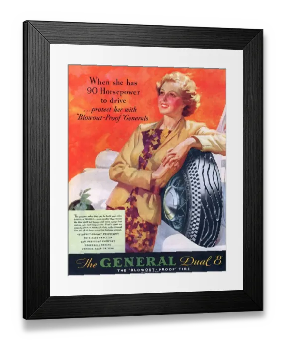 Framed Print : General 1930s USA tyres womens Framed Print : General 1930s USA tyres womens