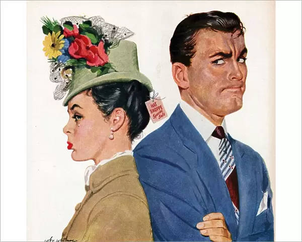 Arrow 1940s USA arguments arguing shopping hats womens anger angry couples