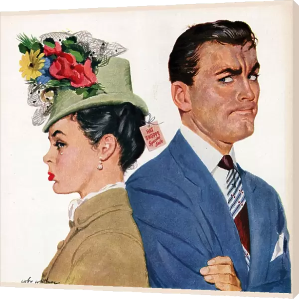 Arrow 1940s USA arguments arguing shopping hats womens anger angry couples