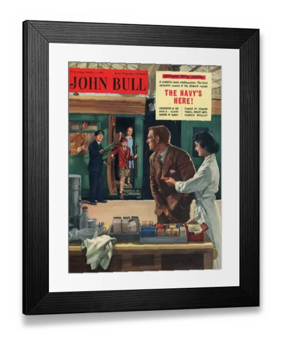 Framed Print : John Bull 1955 1950s UK railways stations guards refreshments magazines family Framed Print : John Bull 1955 1950s UK railways stations guards refreshments magazines family