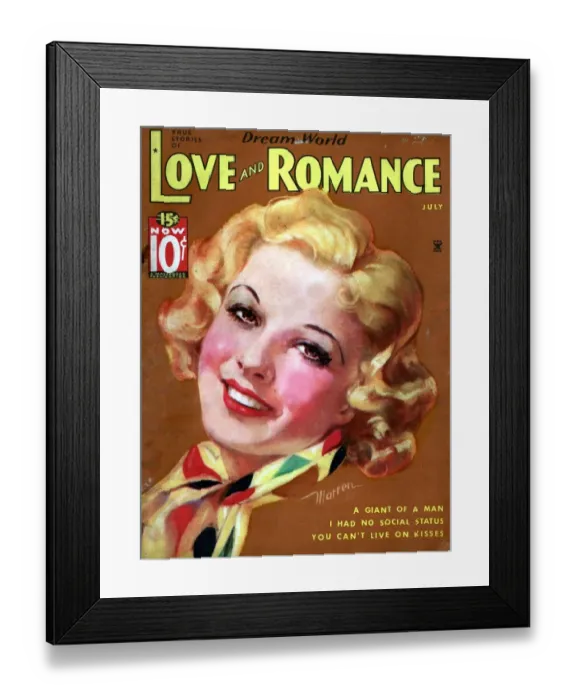 Framed Print : Love & Romance 1930s USA pulp fiction magazines portraits Framed Print : Love & Romance 1930s USA pulp fiction magazines portraits