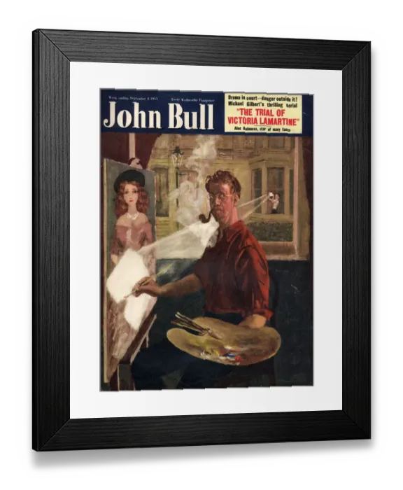 Framed Print : John Bull 1951 1950s UK artists painting magazines mirrors Framed Print : John Bull 1951 1950s UK artists painting magazines mirrors