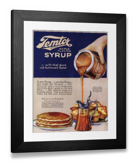 Framed Print : Temtor 1920s USA maple flavoured syrup Framed Print : Temtor 1920s USA maple flavoured syrup
