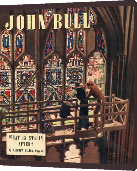 John Bull 1948 1940s UK churches stained glass windows repairs repairing magazines