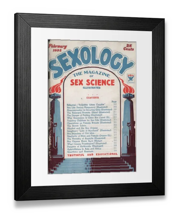 Framed Print : Sexology 1930s USA magazines Framed Print : Sexology 1930s USA magazines