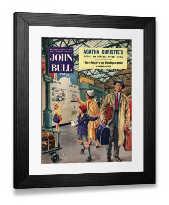 Framed Print : John Bull 1956 1950s UK trains stations railways holidays magazines