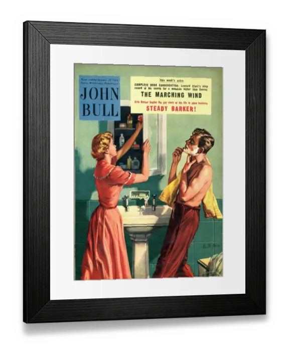 Framed Print : John Bull 1955 1950s UK couples bathrooms magazines Framed Print : John Bull 1955 1950s UK couples bathrooms magazines