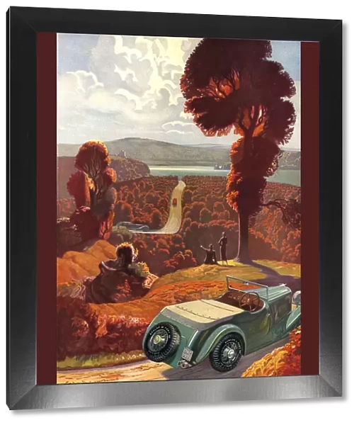 Dunlop 1935 1930s UK the open road great outdoors countryside open top tyres cars