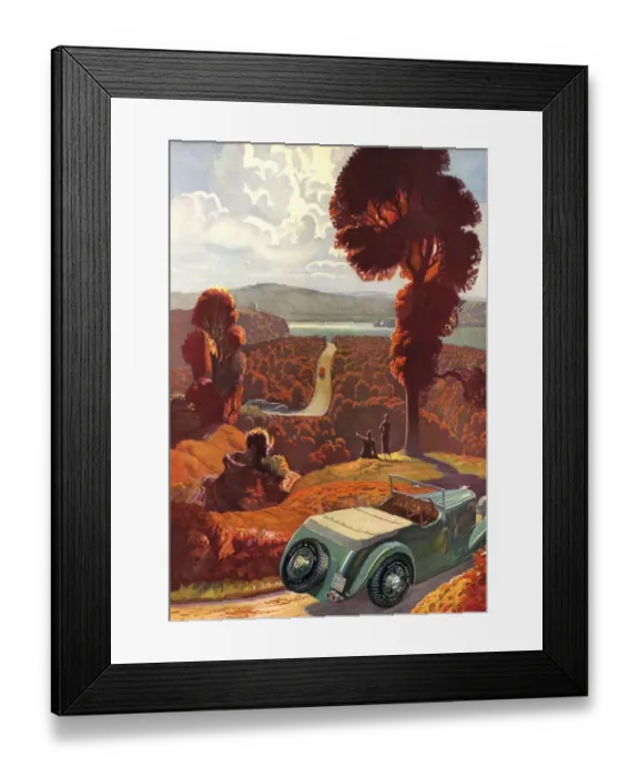Framed Print : Dunlop 1935 1930s UK the open road great outdoors countryside open top tyres cars Framed Print : Dunlop 1935 1930s UK the open road great outdoors countryside open top tyres cars
