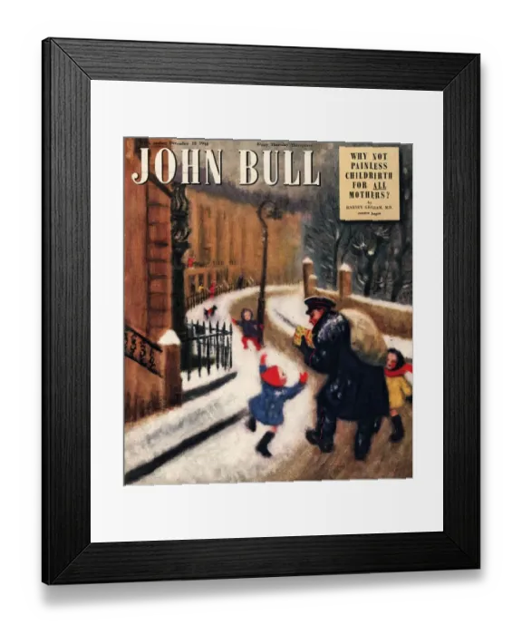 Framed Print : John Bull 1948 1940s UK postman postmen magazines