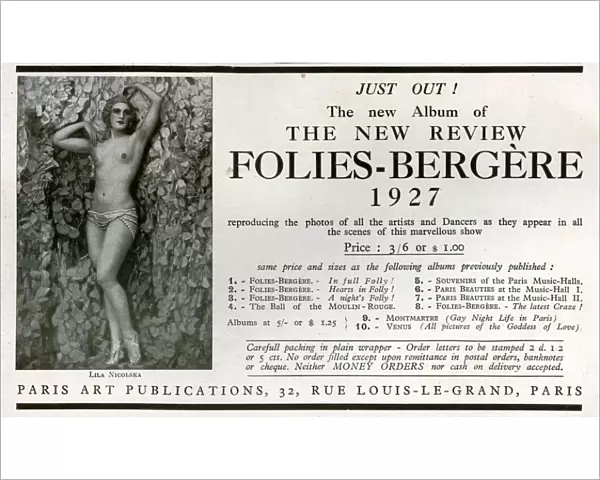 1920s France Folies Bergere Magazine Advert