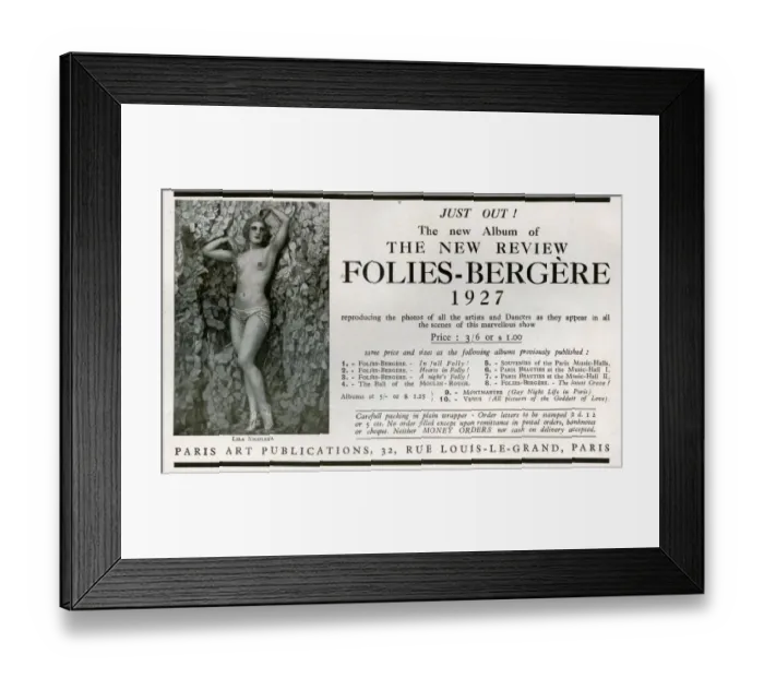 Framed Print : 1920s France Folies Bergere Magazine Advert Framed Print : 1920s France Folies Bergere Magazine Advert