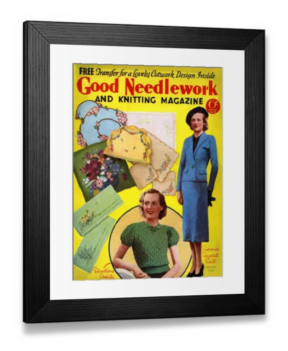 Framed Print : 1930s UK Good Needlework and Knitting Magazine Cover Framed Print : 1930s UK Good Needlework and Knitting Magazine Cover