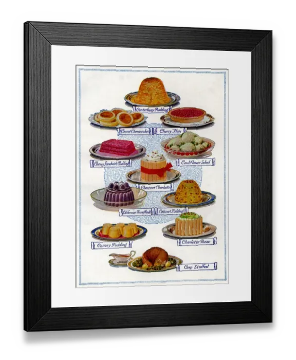 Framed Print : 1920s UK Food Magazine Plate Framed Print : 1920s UK Food Magazine Plate
