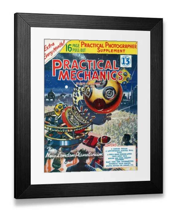 Framed Print : 1950s UK Practical Mechanics Magazine Cover Framed Print : 1950s UK Practical Mechanics Magazine Cover
