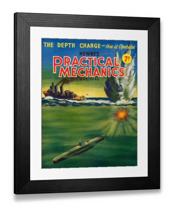 Framed Print : 1940s UK Practical Mechanics Magazine Cover
