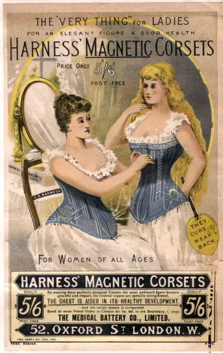 Framed Print : 1890s UK corsets girdles magnetic harness underwear womens clothing clothes gadgets