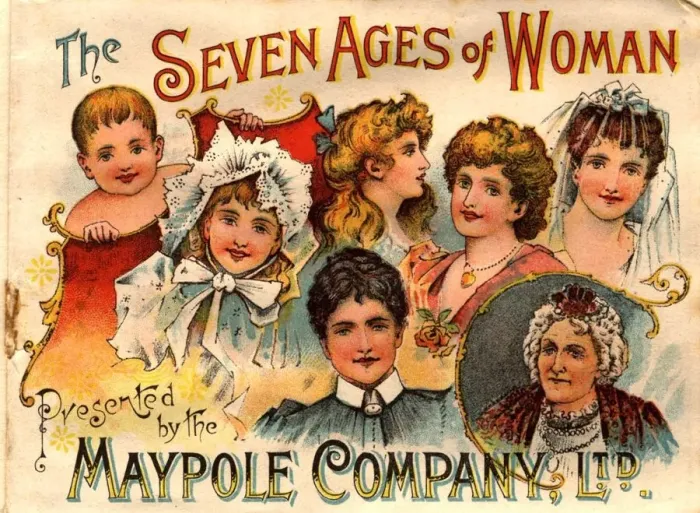 Framed Print : 1890s UK maypole ageing The seven ages of woman Framed Print : 1890s UK maypole ageing The seven ages of woman