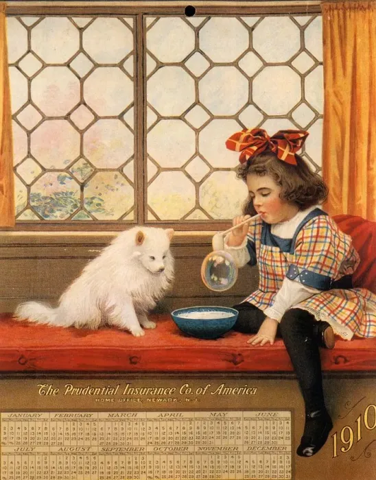 Framed Print : 1910s USA dogs prudential insurance calendars finance Framed Print : 1910s USA dogs prudential insurance calendars finance