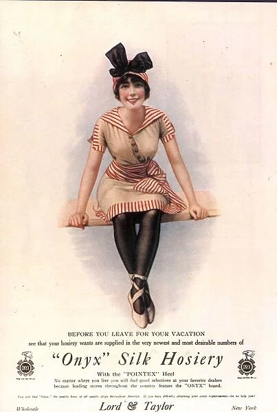 1915 1910s USA onyx silk stockings womens nylons hosiery