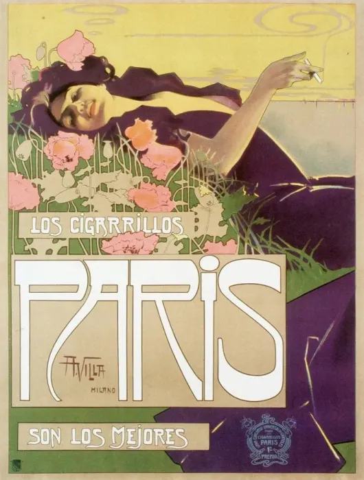 Framed Print : 1920s UK art nouveau cigarettes Los cigarillos women smoking Paris France French