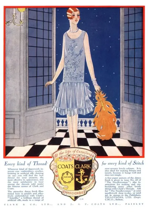 Framed Print : 1920s UK fabrics coats clark threads womens art deco Framed Print : 1920s UK fabrics coats clark threads womens art deco
